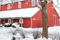 Pickering Barn in snow